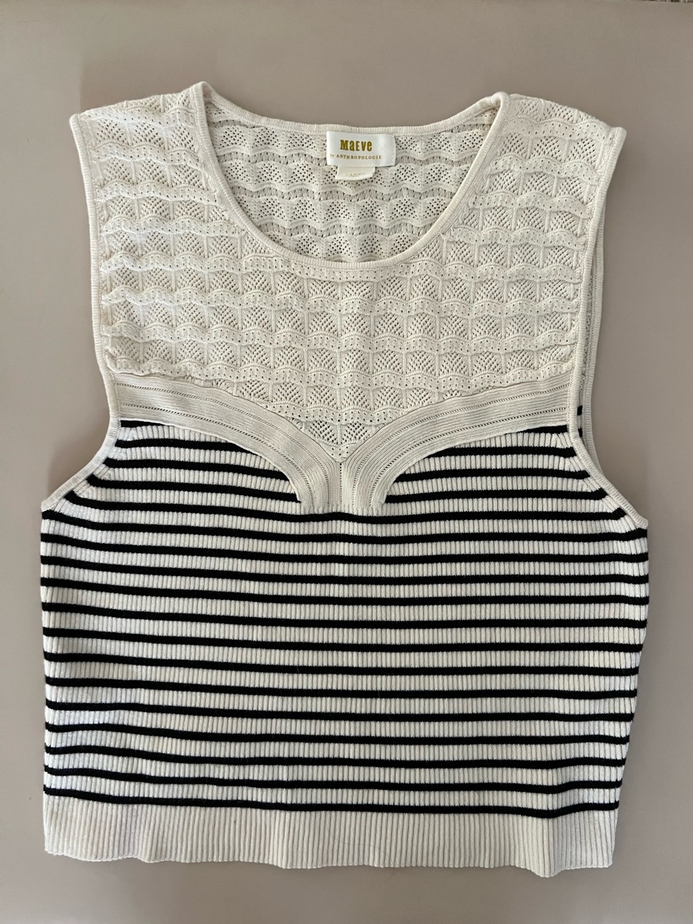 Anthropologie Striped Knit Tank Top in White and Black